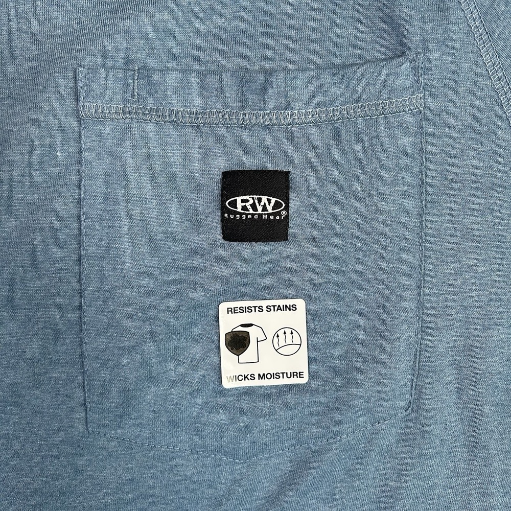 RW Rugged Wear Men's 2XL Raglan Sleeve Pocket T-Shirt Blue Heather NWT - Picture 5 of 7